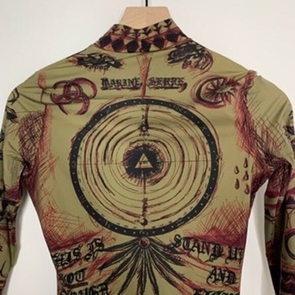 Marine Serre Green Geotic Tattoo Turtleneck Longsleeve Top Womens Medium - Picture 8 of 12